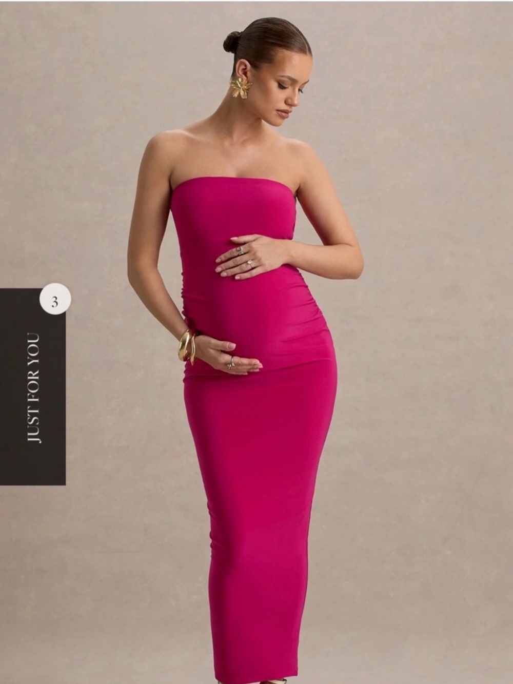 Strapless Fuchsia Maternity Bodycon Dress